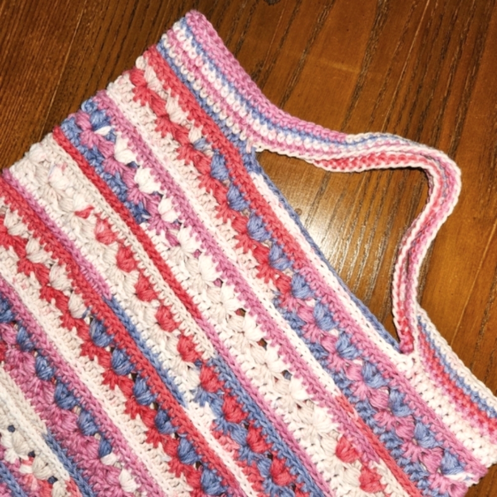 Tote Handmade Crochet Heavy Cotton Textured Shoulder Bag Book Bag Accessory